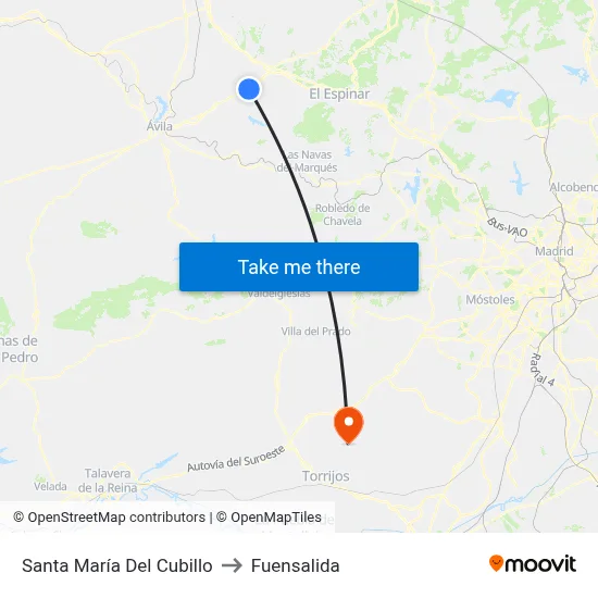 Santa María Del Cubillo to Fuensalida map