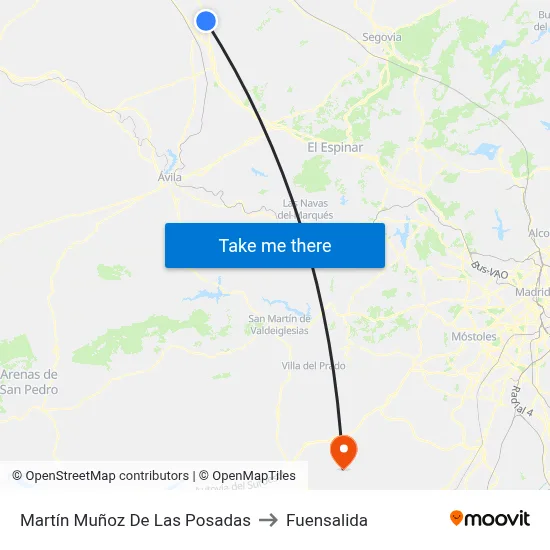 Martín Muñoz De Las Posadas to Fuensalida map