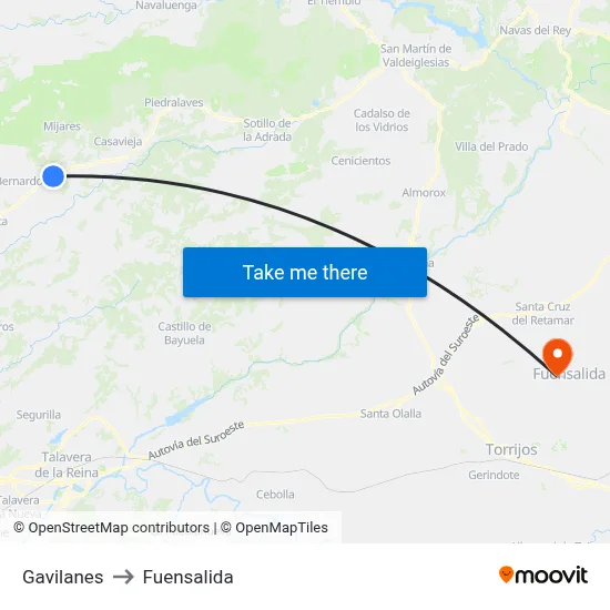 Gavilanes to Fuensalida map