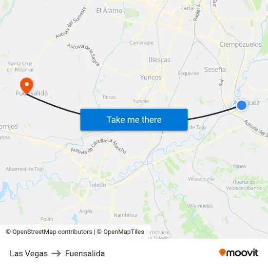 Las Vegas to Fuensalida map