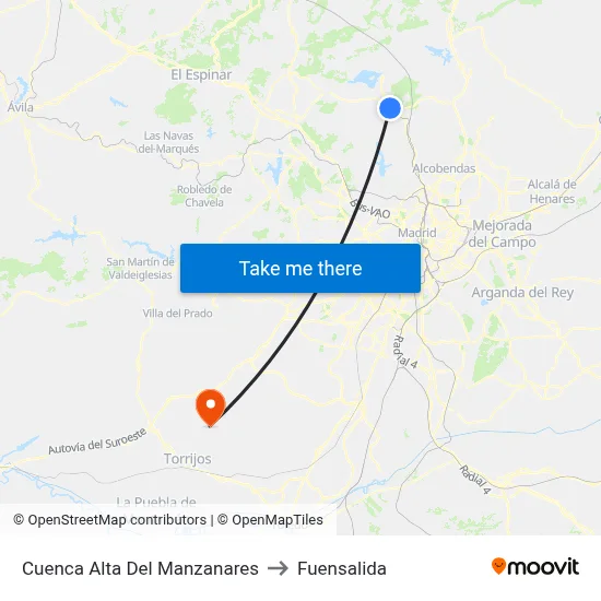 Cuenca Alta Del Manzanares to Fuensalida map
