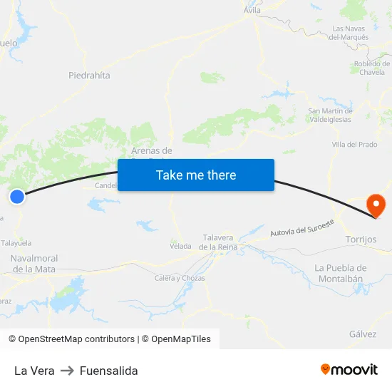 La Vera to Fuensalida map