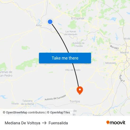 Mediana De Voltoya to Fuensalida map