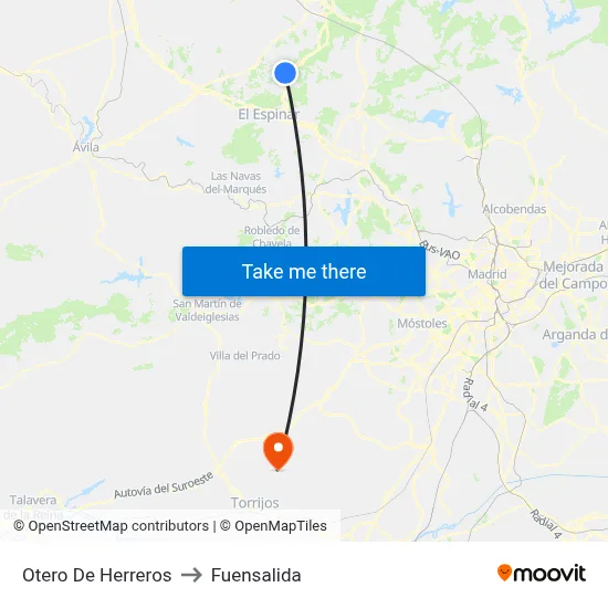 Otero De Herreros to Fuensalida map