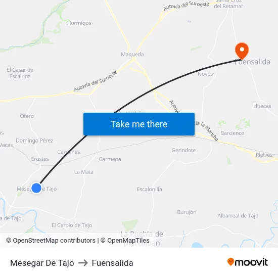 Mesegar De Tajo to Fuensalida map
