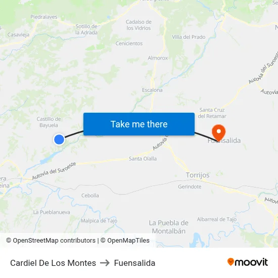 Cardiel De Los Montes to Fuensalida map
