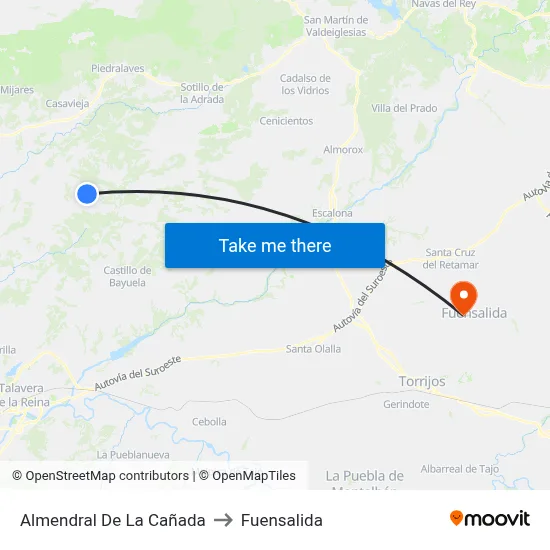 Almendral De La Cañada to Fuensalida map
