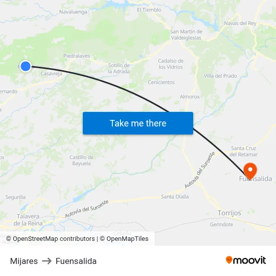 Mijares to Fuensalida map