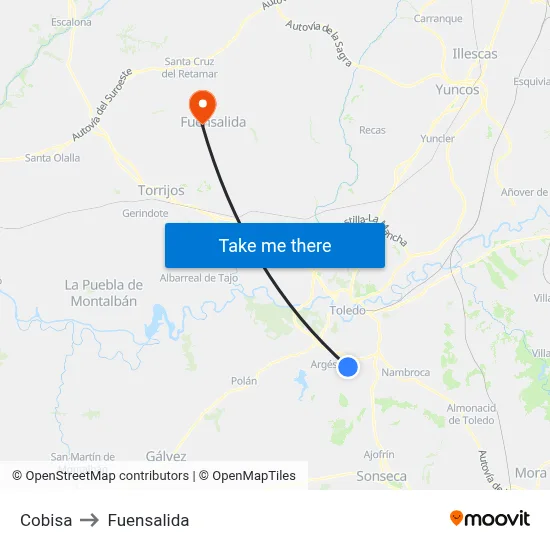 Cobisa to Fuensalida map