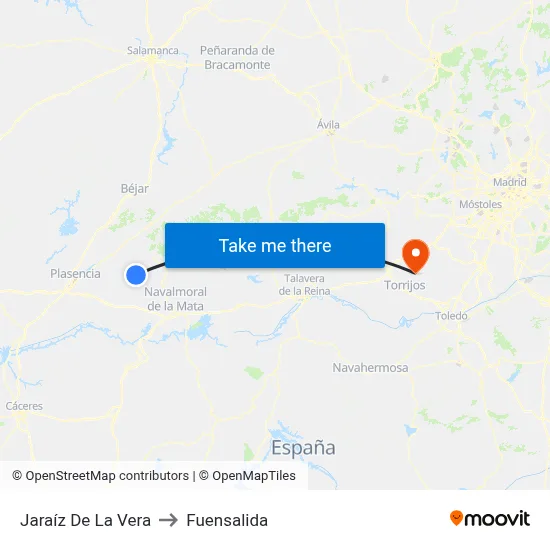 Jaraíz De La Vera to Fuensalida map