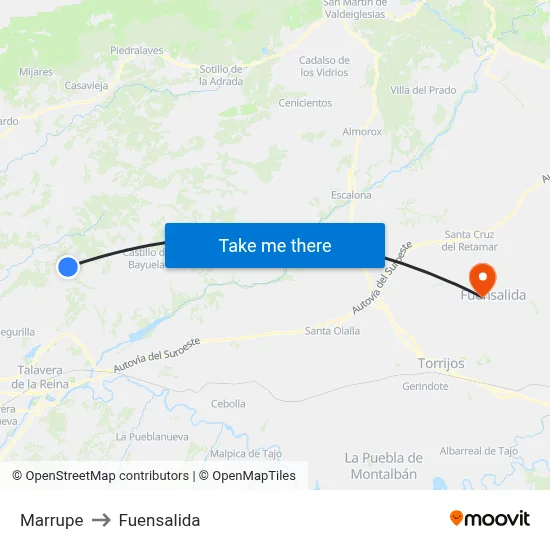 Marrupe to Fuensalida map