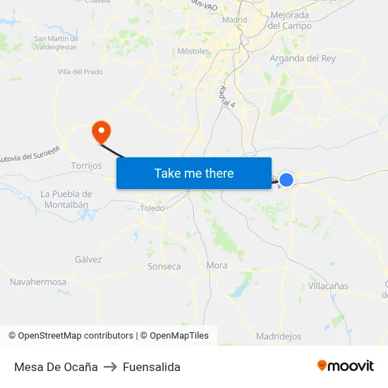 Mesa De Ocaña to Fuensalida map