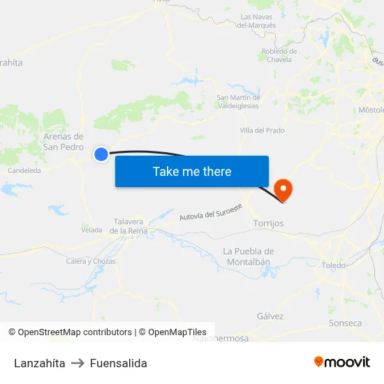 Lanzahíta to Fuensalida map
