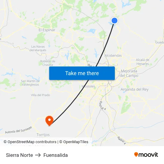 Sierra Norte to Fuensalida map