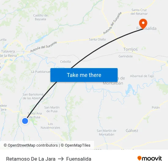 Retamoso De La Jara to Fuensalida map