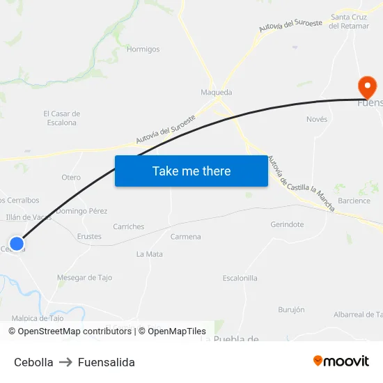 Cebolla to Fuensalida map