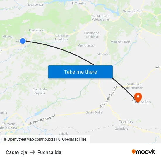 Casavieja to Fuensalida map