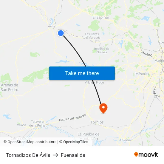 Tornadizos De Ávila to Fuensalida map