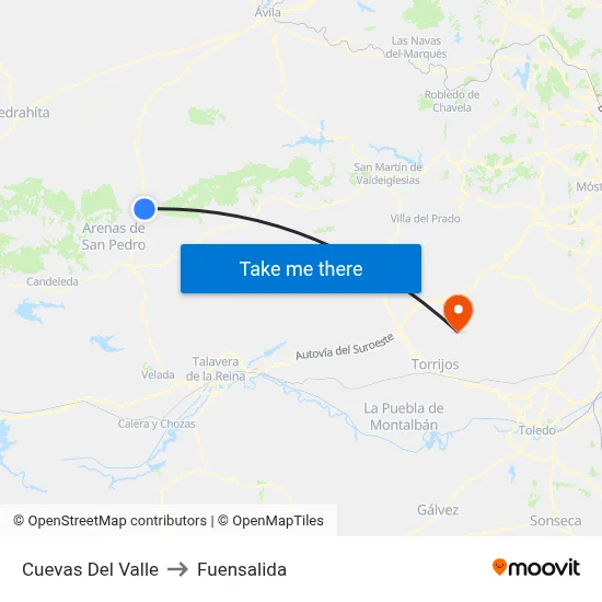 Cuevas Del Valle to Fuensalida map