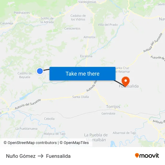 Nuño Gómez to Fuensalida map