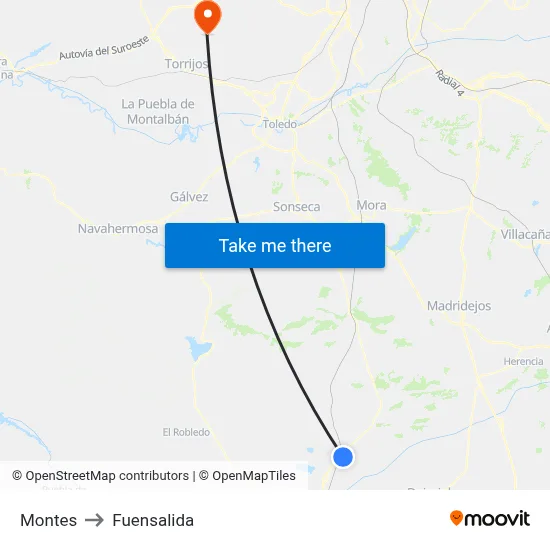 Montes to Fuensalida map