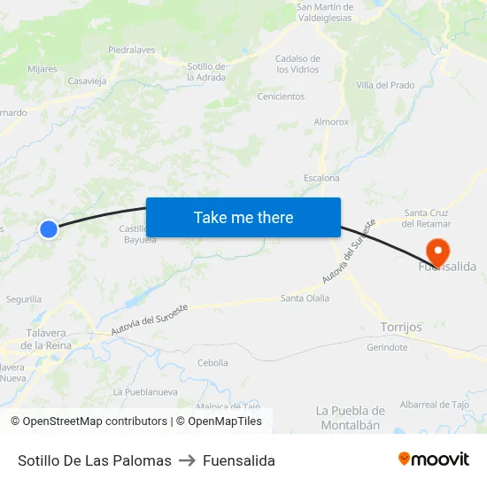 Sotillo De Las Palomas to Fuensalida map