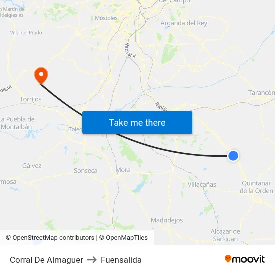 Corral De Almaguer to Fuensalida map