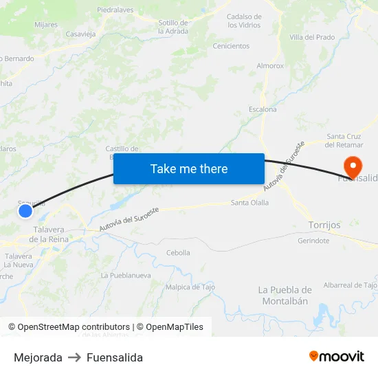 Mejorada to Fuensalida map
