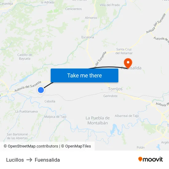 Lucillos to Fuensalida map