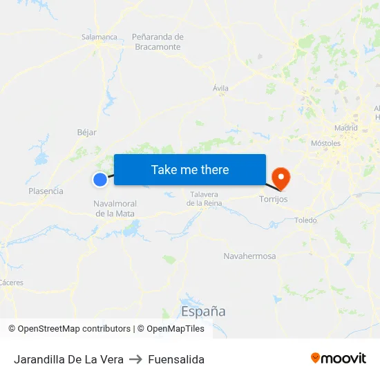Jarandilla De La Vera to Fuensalida map