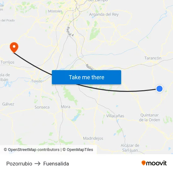 Pozorrubio to Fuensalida map
