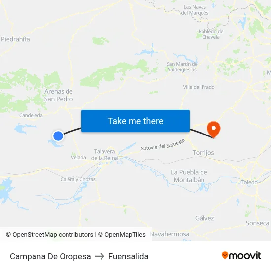 Campana De Oropesa to Fuensalida map