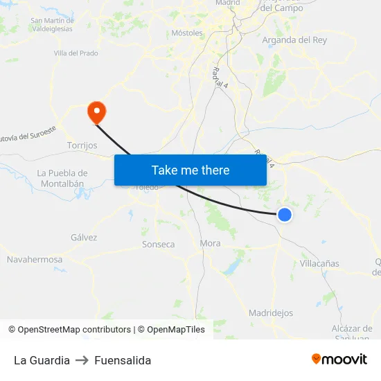 La Guardia to Fuensalida map