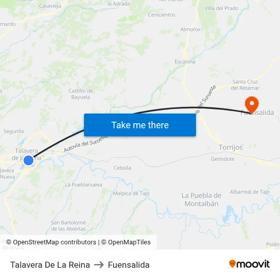 Talavera De La Reina to Fuensalida map