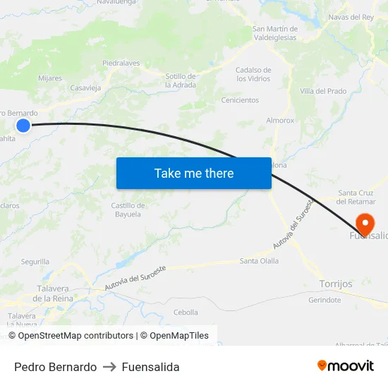 Pedro Bernardo to Fuensalida map