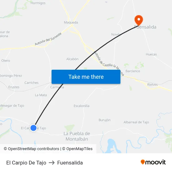 El Carpio De Tajo to Fuensalida map