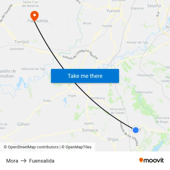 Mora to Fuensalida map