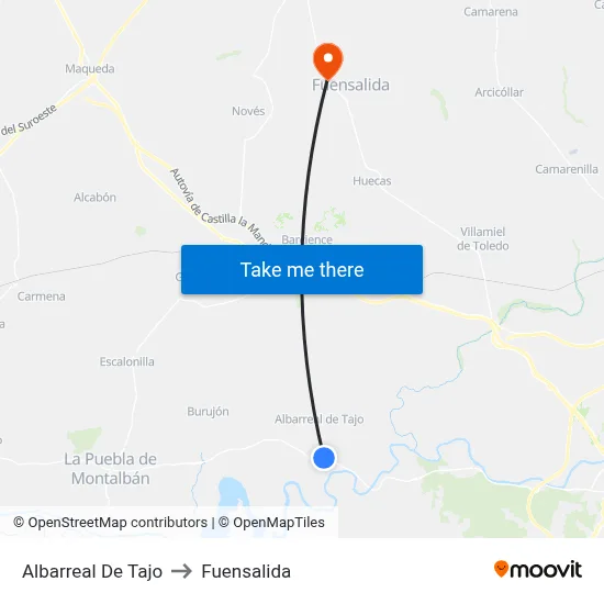 Albarreal De Tajo to Fuensalida map