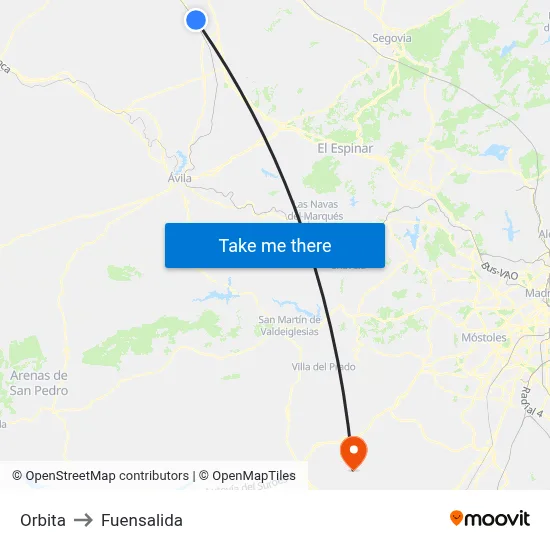 Orbita to Fuensalida map