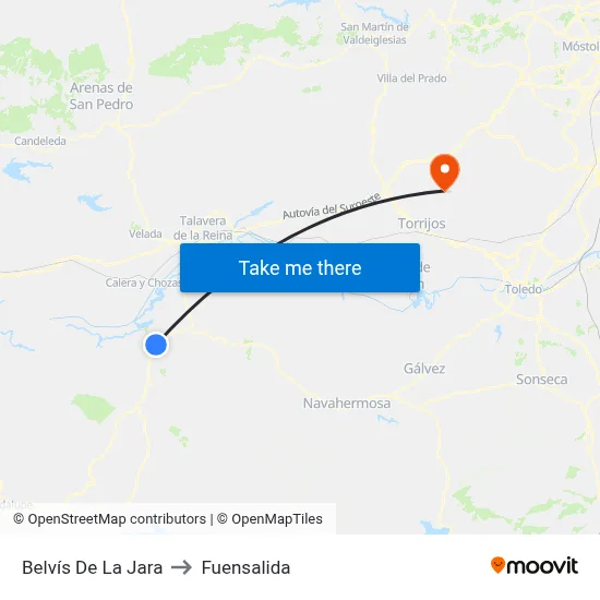 Belvís De La Jara to Fuensalida map