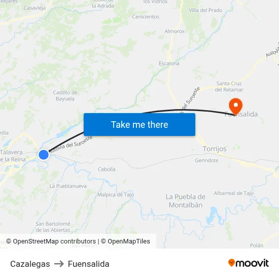 Cazalegas to Fuensalida map
