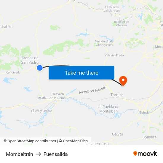 Mombeltrán to Fuensalida map