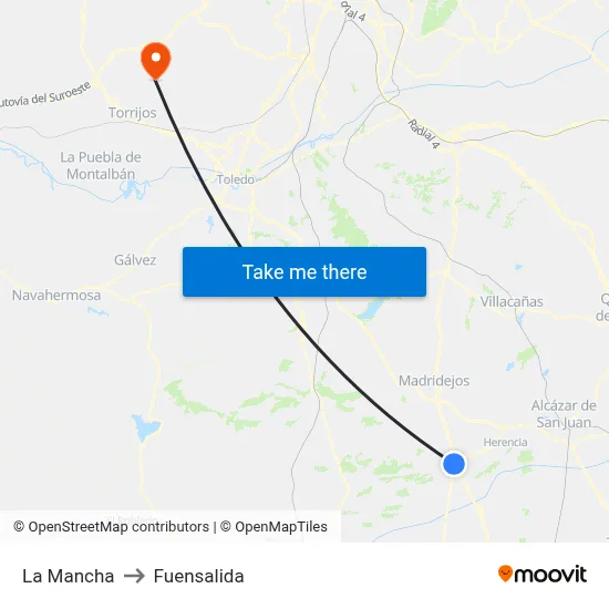 La Mancha to Fuensalida map