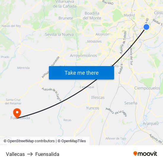 Vallecas to Fuensalida map