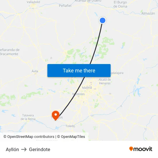 Ayllón to Gerindote map