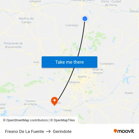Fresno De La Fuente to Gerindote map