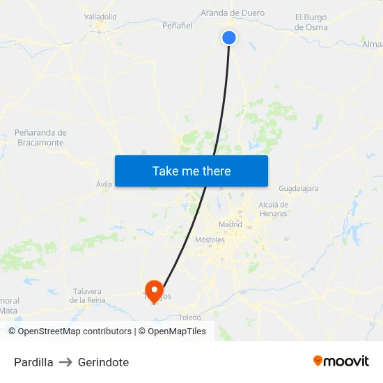 Pardilla to Gerindote map