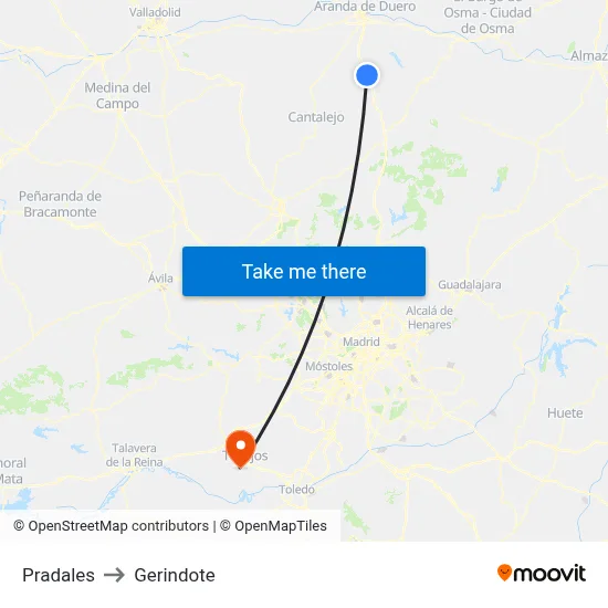 Pradales to Gerindote map