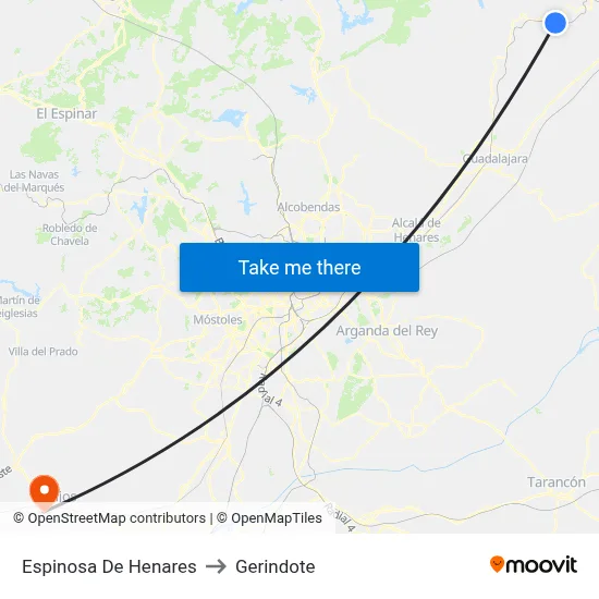 Espinosa De Henares to Gerindote map