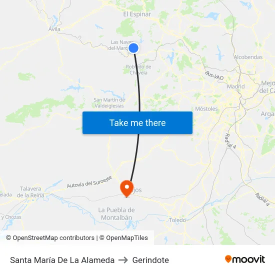 Santa María De La Alameda to Gerindote map